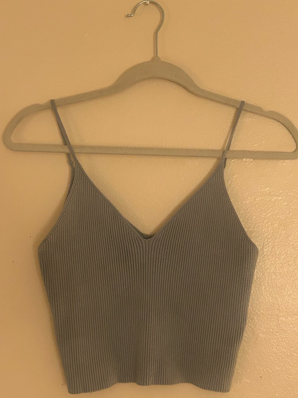 Be Cool Los Angeles Ribbed V-Neck Cami Tank Top - Blue